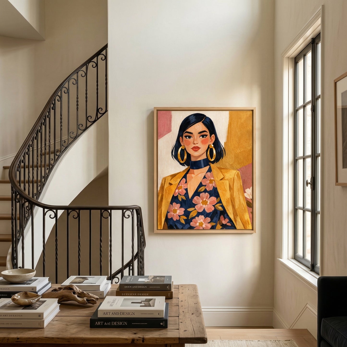 Kamer: Trappenhuis · Houtkleurige baklijst