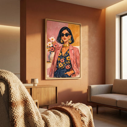 Kamer: Woonkamer modern · Houtkleurige baklijst