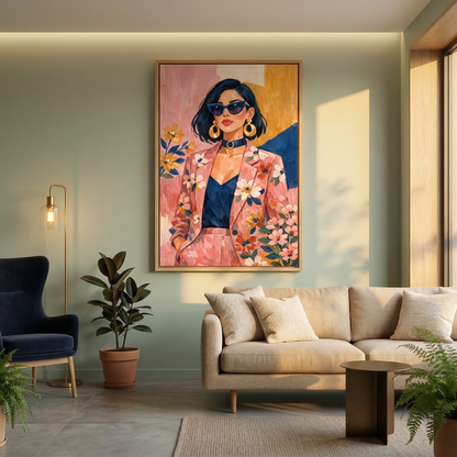 Kamer: Woonkamer modern · Houtkleurige baklijst