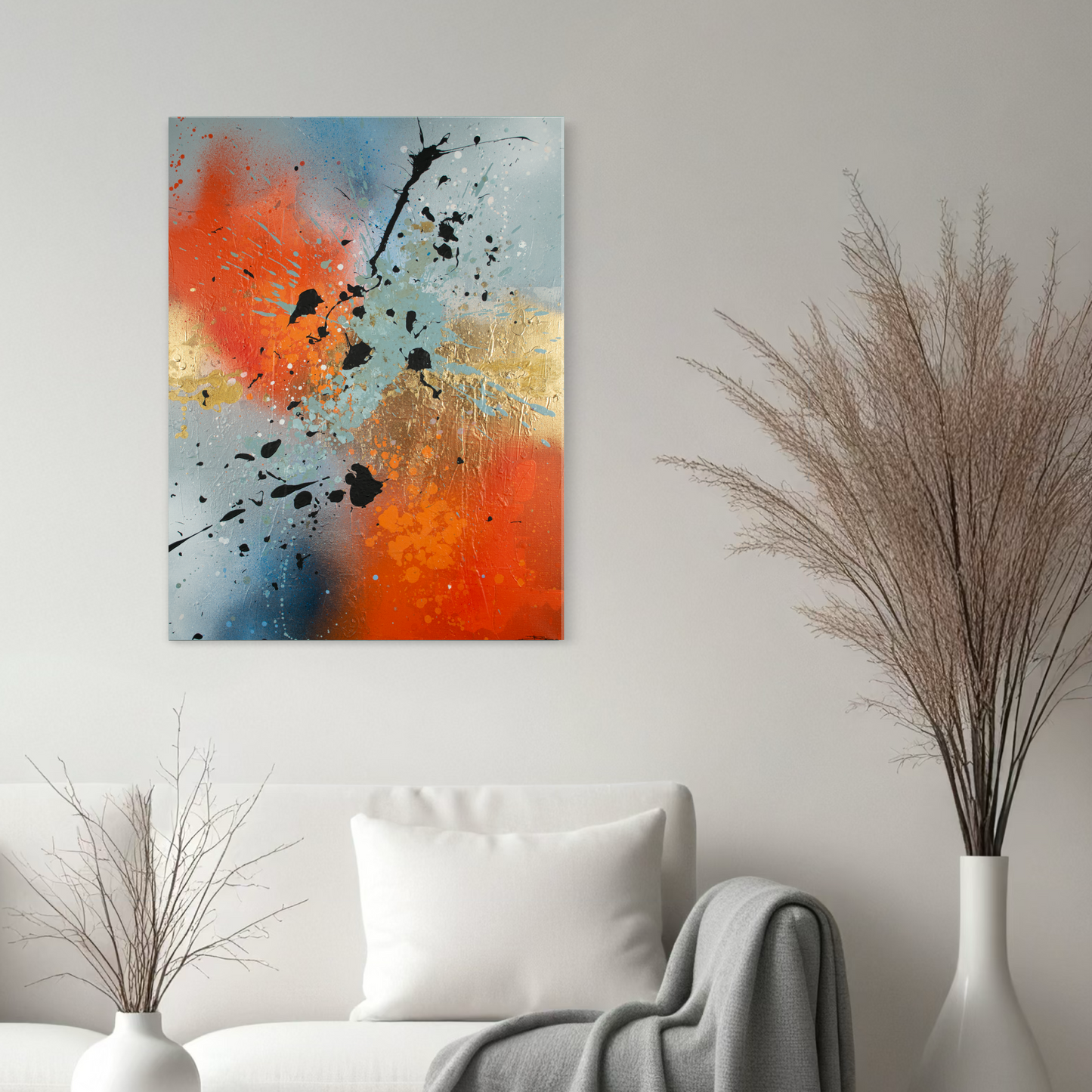 Canvas print: Orange fire (portrait)