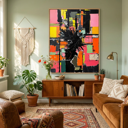 Kamer: Woonkamer bohemian · Houtkleurige baklijst