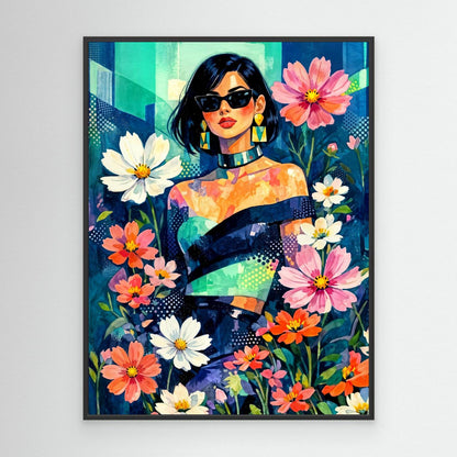 What blooms behind dark glass