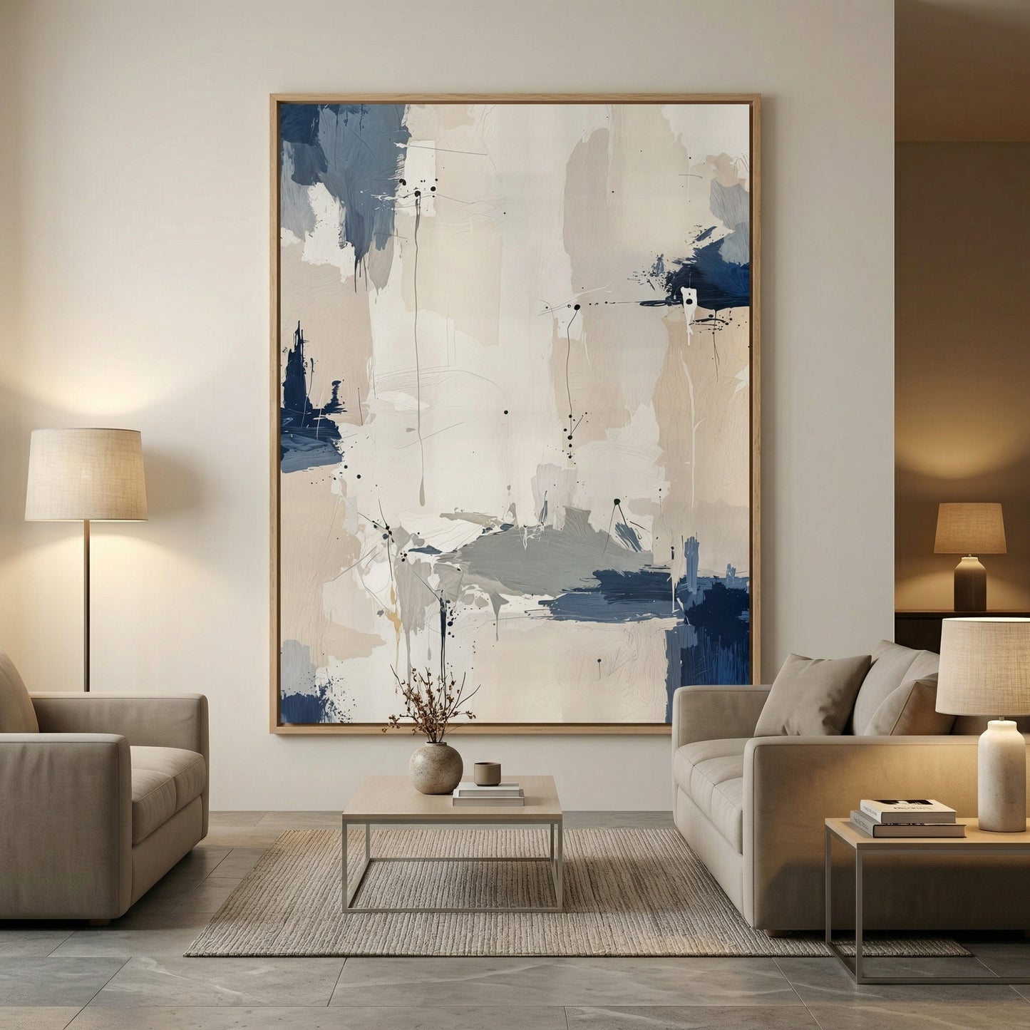Kamer: Woonkamer modern · Houtkleurige baklijst