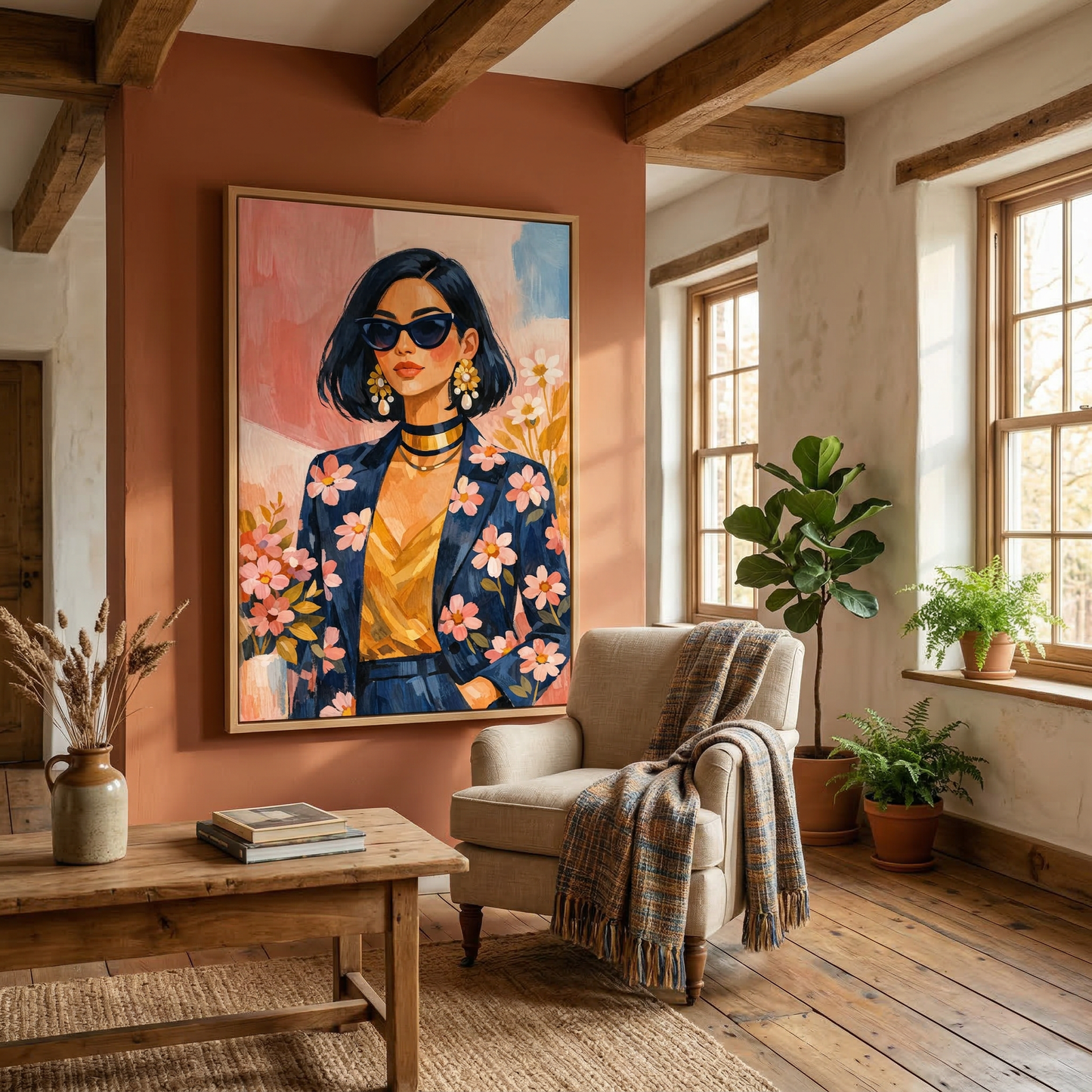 Kamer: Woonkamer landelijk · Houtkleurige baklijst